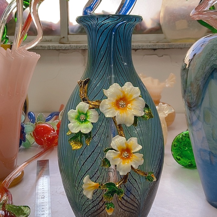 琉璃琉璃花瓶高33口5