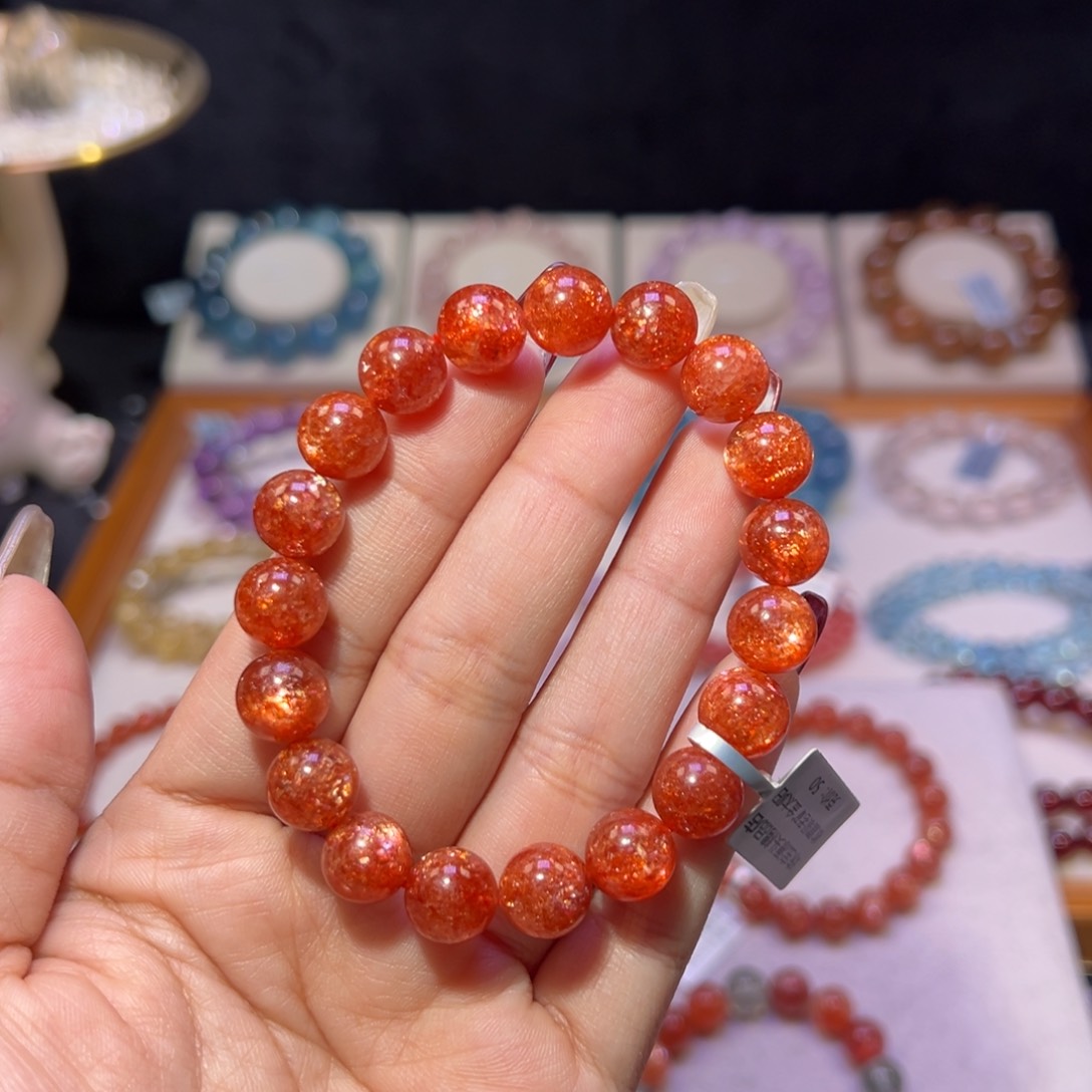 长石手串未镶嵌噜*金太阳10m m