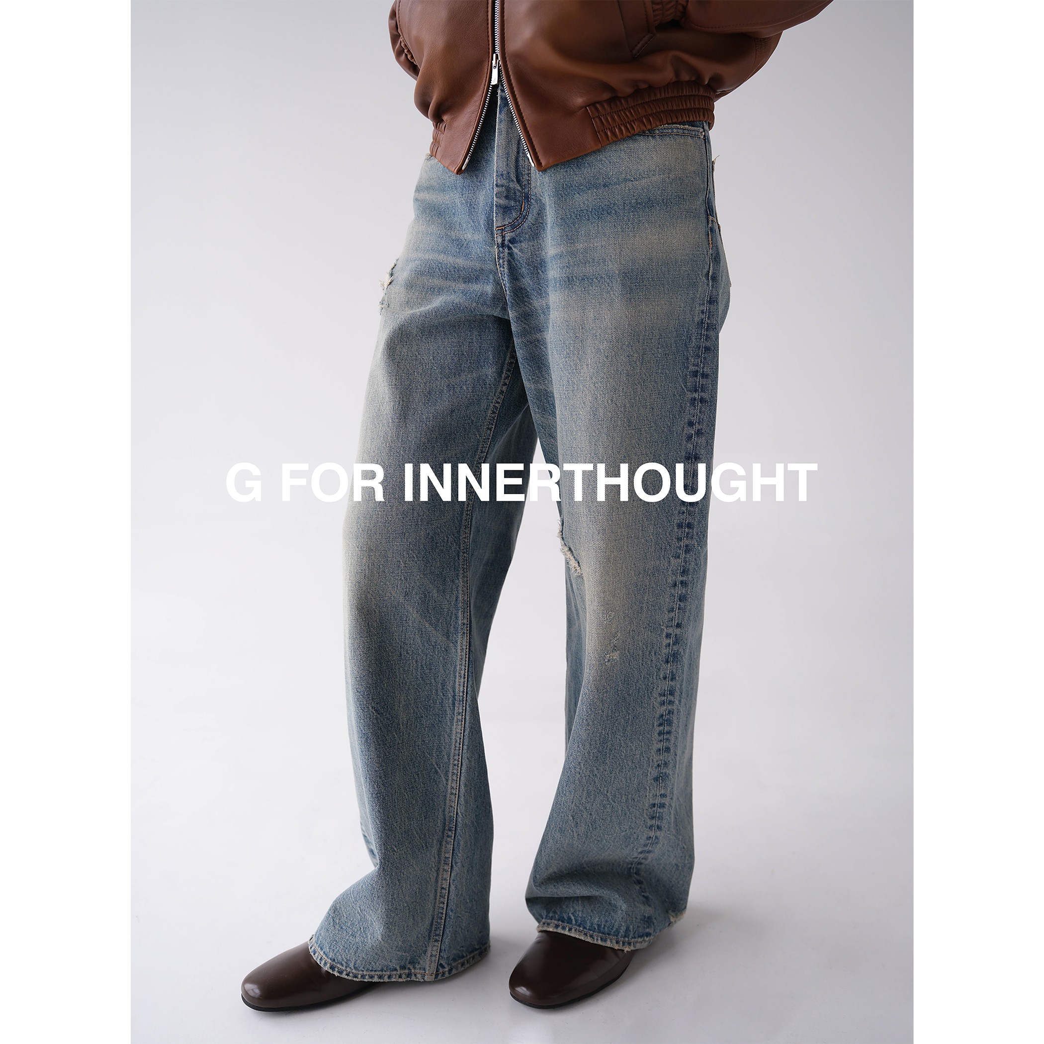 G FOR INNERTHOUGHT|日本岗山C*line同源纯正靛蓝绳染直筒牛仔裤