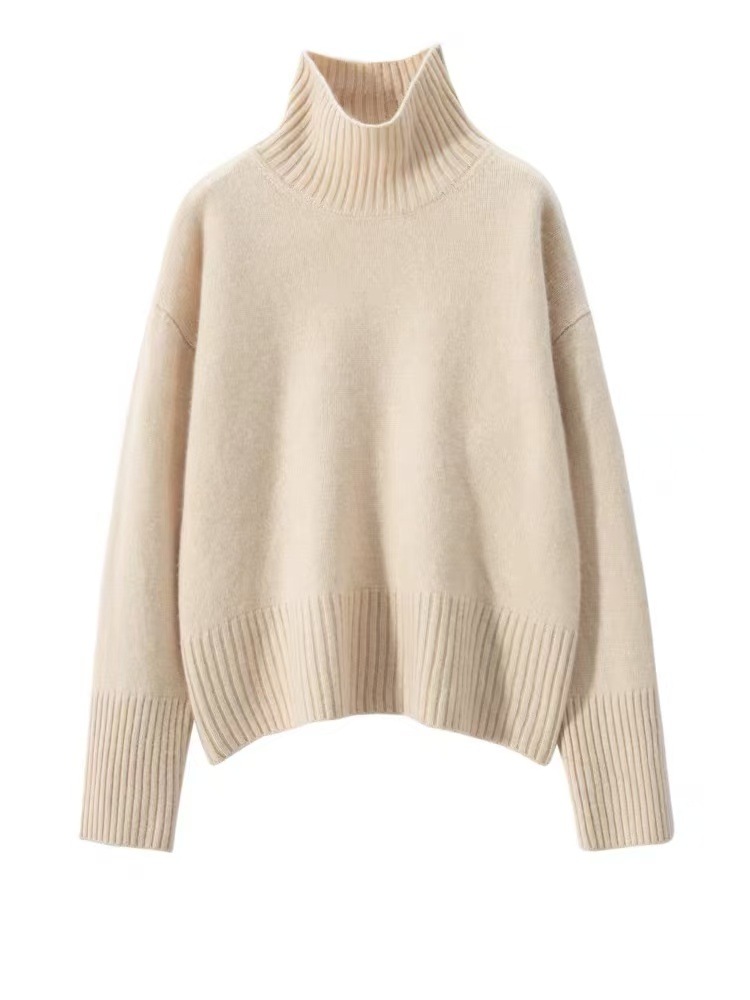 [301-305]秋冬半高领纯色薄款宽松加厚高领毛针织韩版羊绒衫