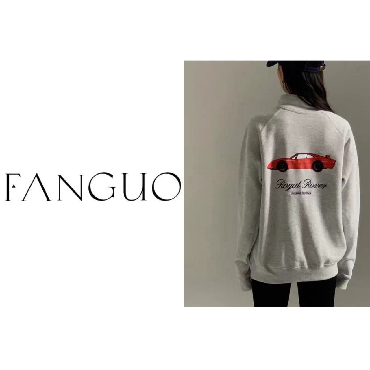 【蛋家】韩国蔬菜urb*同款老钱风 420g美式复古半拉链汽车卫衣B7770