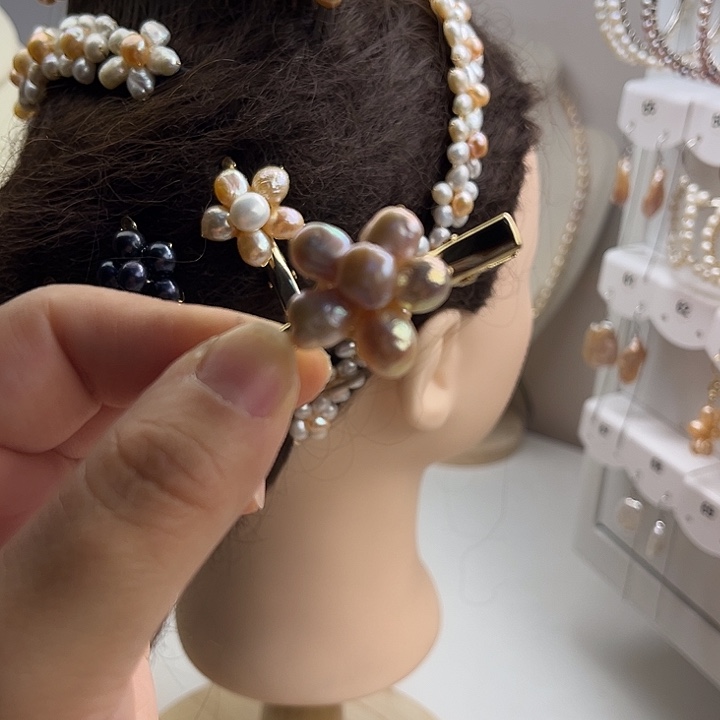 淡水珍珠发夹未镶嵌