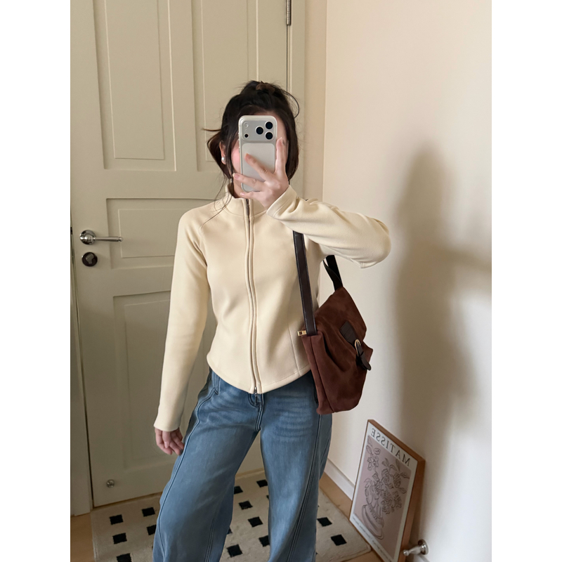 运补佳伦专属秋冬韩系立领石墨烯碳保暖收腰显瘦双头拉链短款外套