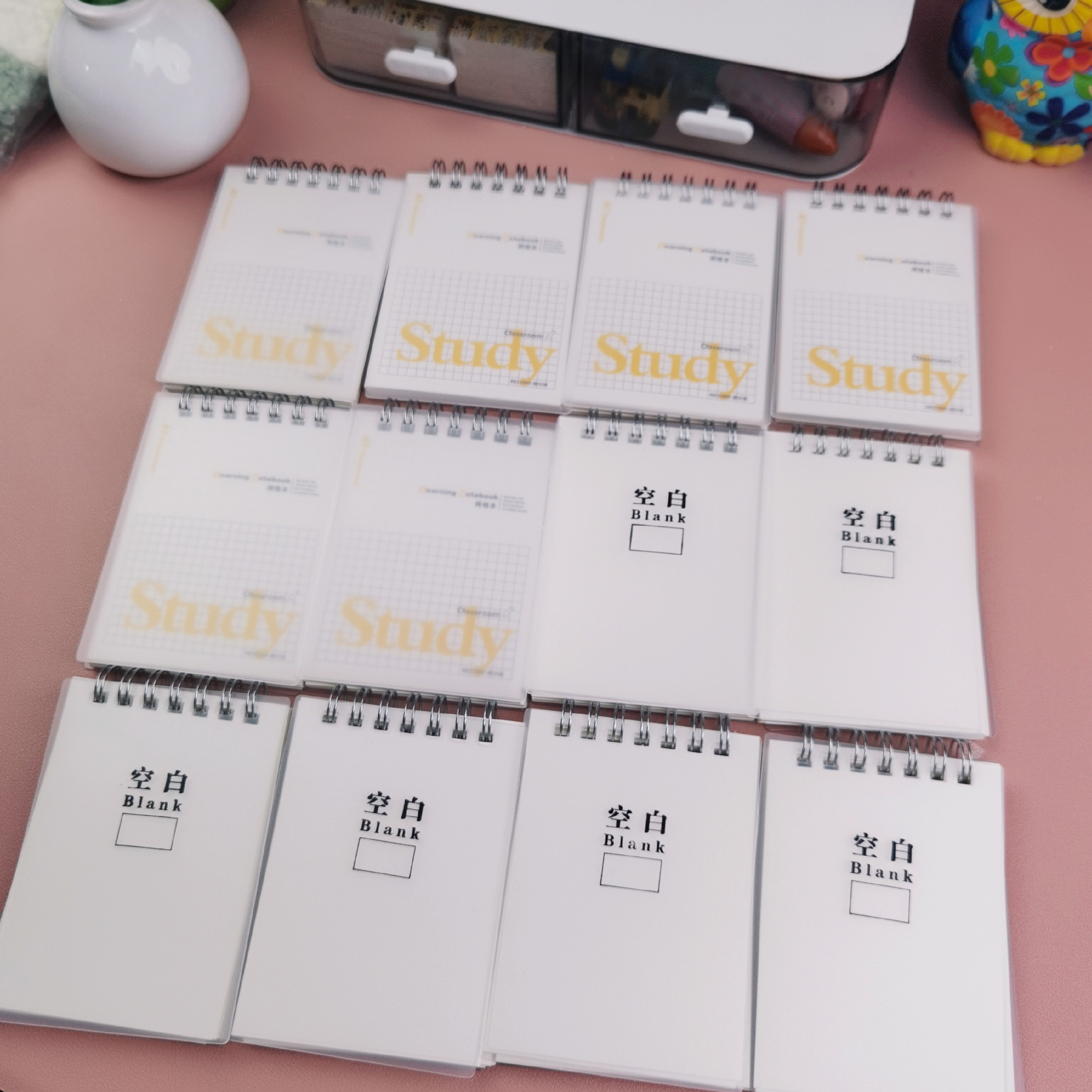 3093【12本A7上翻网格空白本】PP面本6本网格6本空白空白网格口袋本