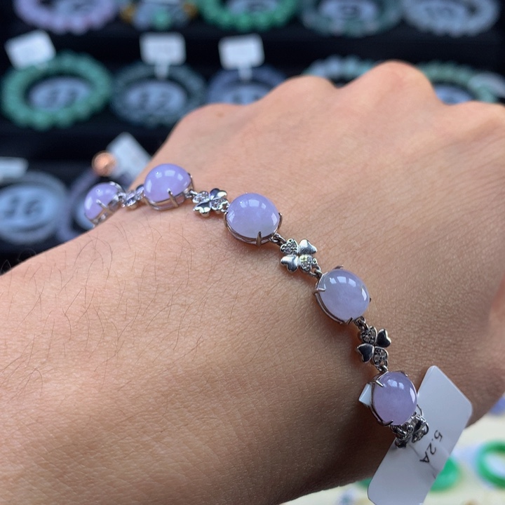 翡翠手链银S925镶嵌翡翠 