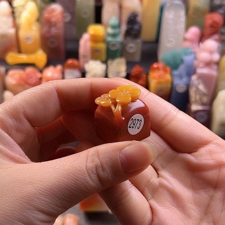 寿山石印石叶*手工定制2厘米，四叶草