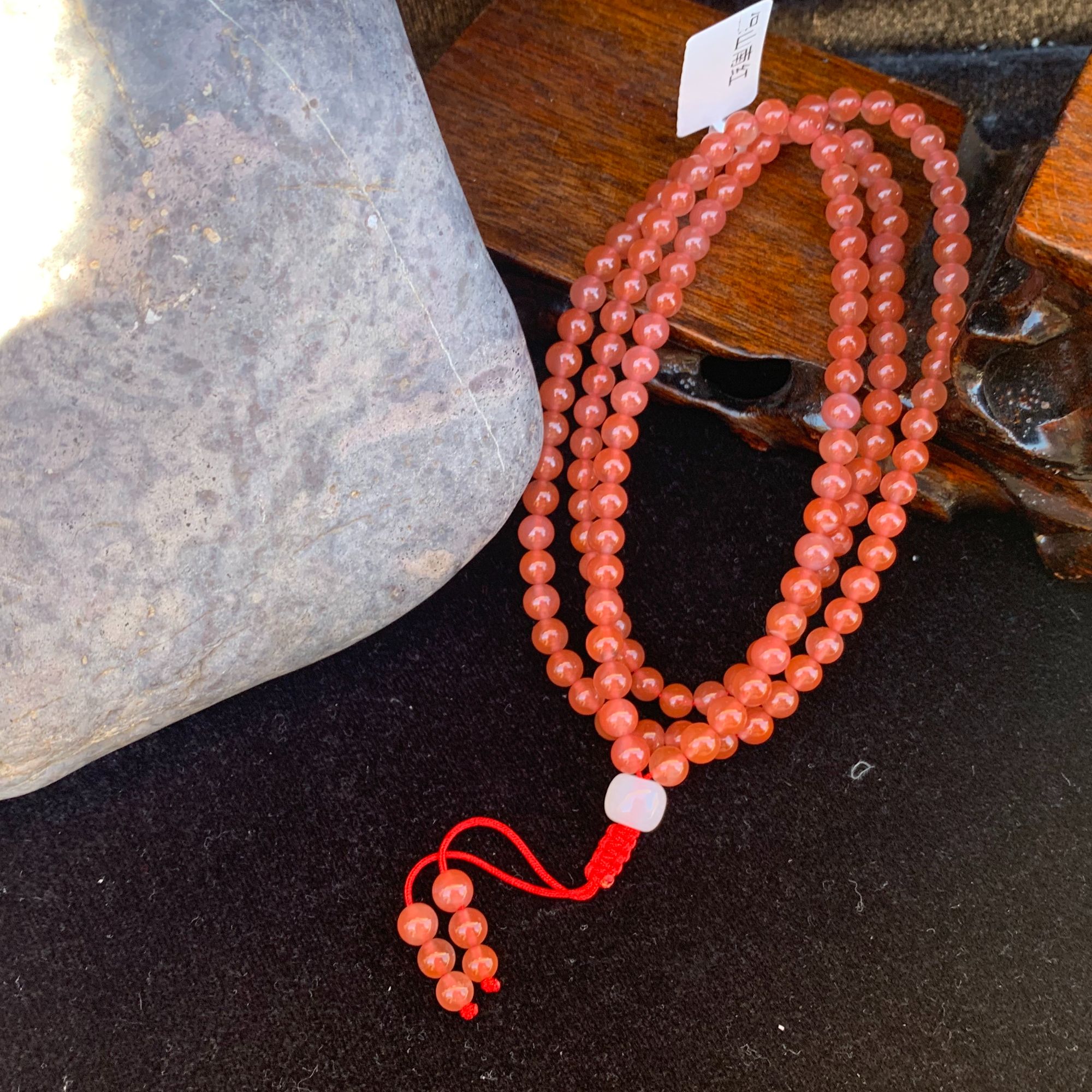 保山原矿无优化南红5mm大黑洞冰粉108多圈手串