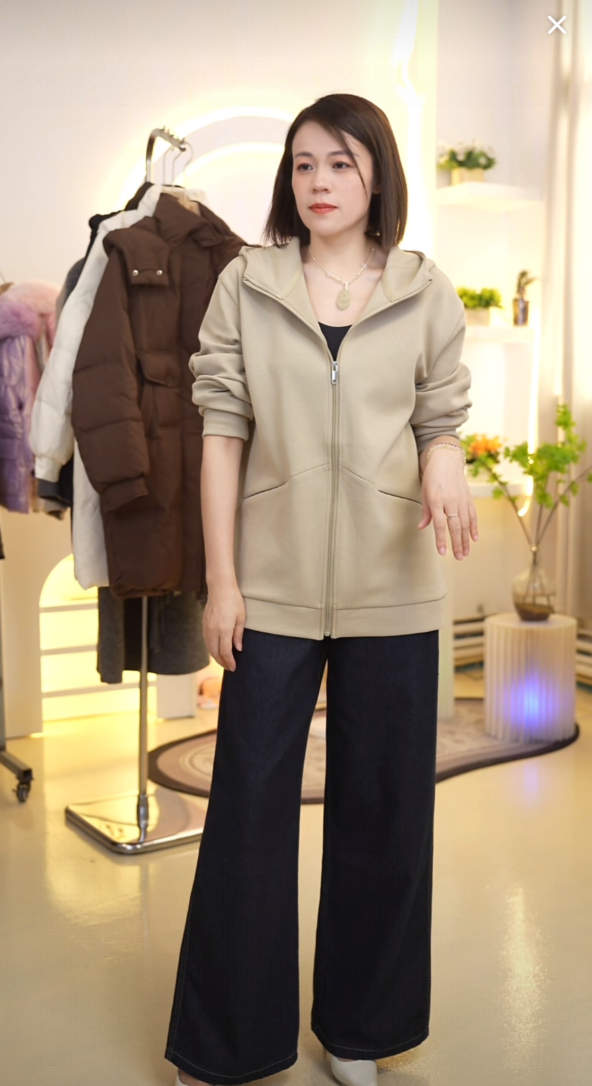 S603 情侣款连帽纯色休闲百搭宽松拉链外套 