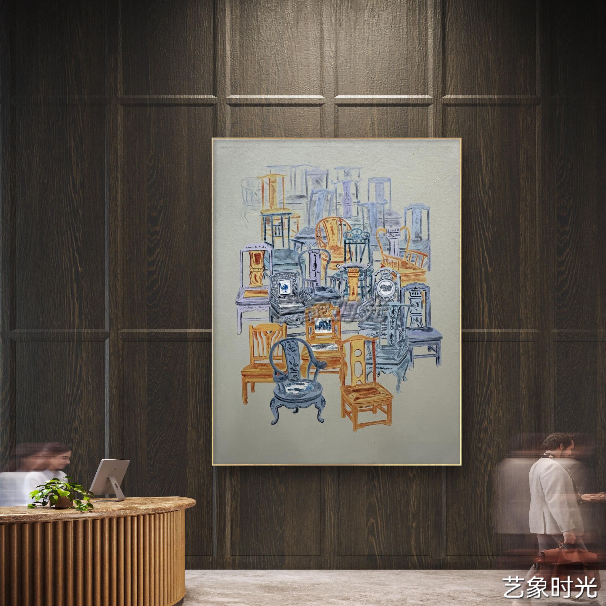 【四平八稳】学院派纯手绘油画客厅办公室沙发背景墙装饰挂画