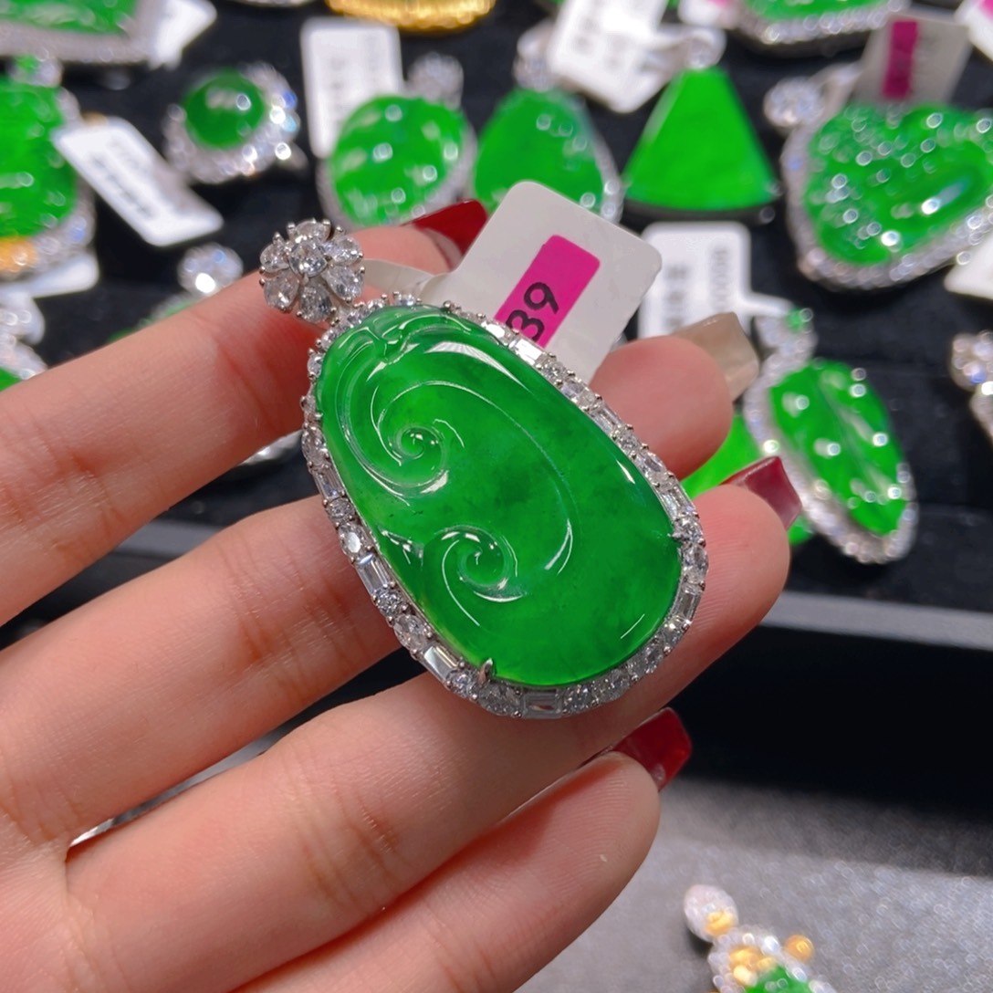 翡翠吊坠(不含链)银S925镶嵌