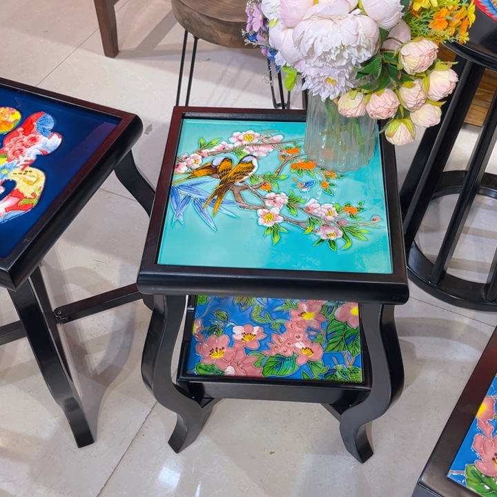 陶瓷瓷板画艺术作品双层桌子
