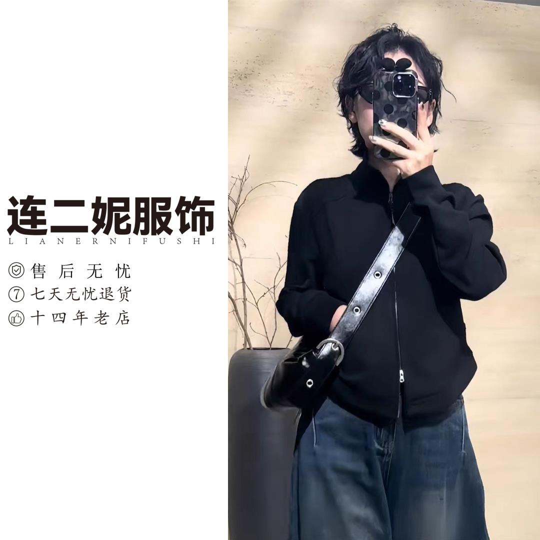 24363 韩系双拉链半高领卫衣 -衣长  57