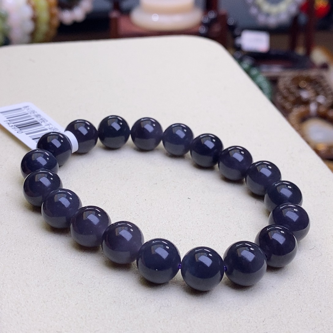 和田玉收藏级烟紫老矿料高冰帝王紫圆珠手串10未镶嵌