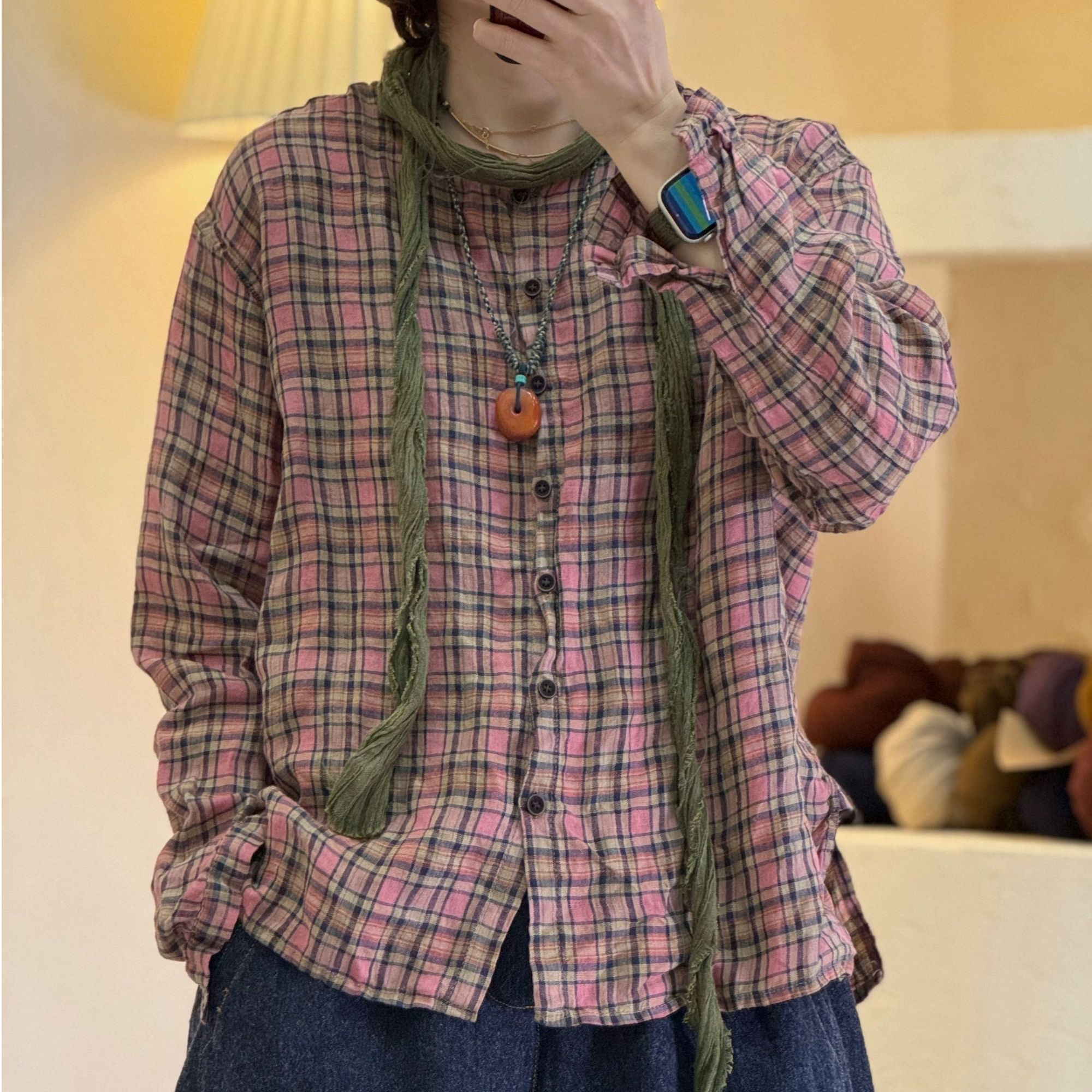 2025春季新款亚麻衬衣宽松显瘦百搭气质减龄女装上衣258913