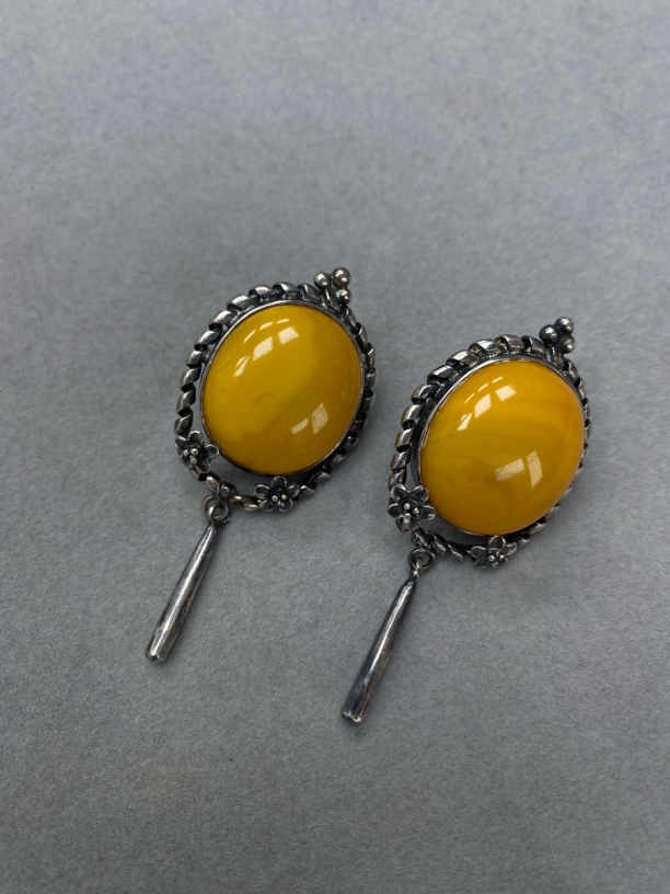 欧洲回流老蜜蜡定制耳钉手工复古百搭简约