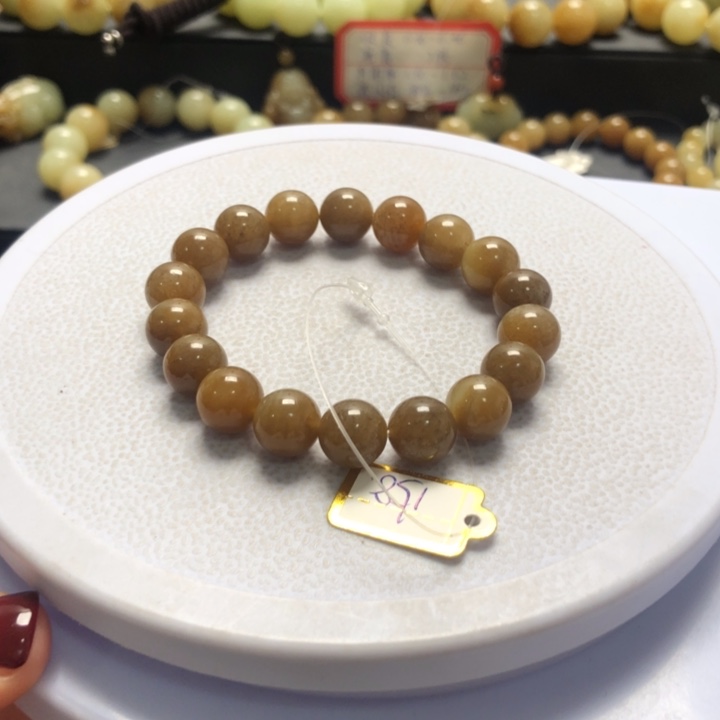 和田玉手串未镶嵌卡10