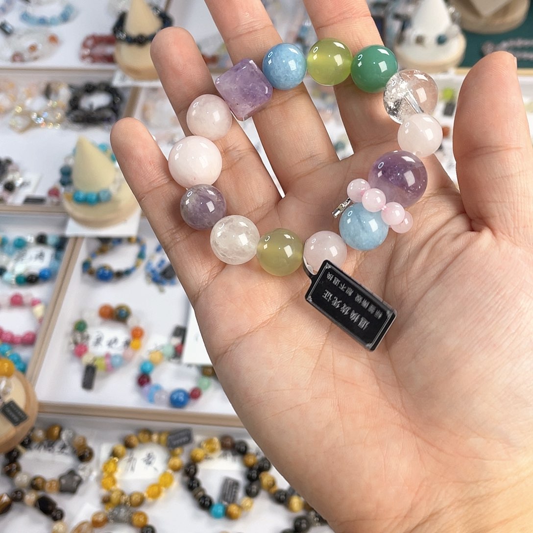 水晶手链银S925镀金镶嵌