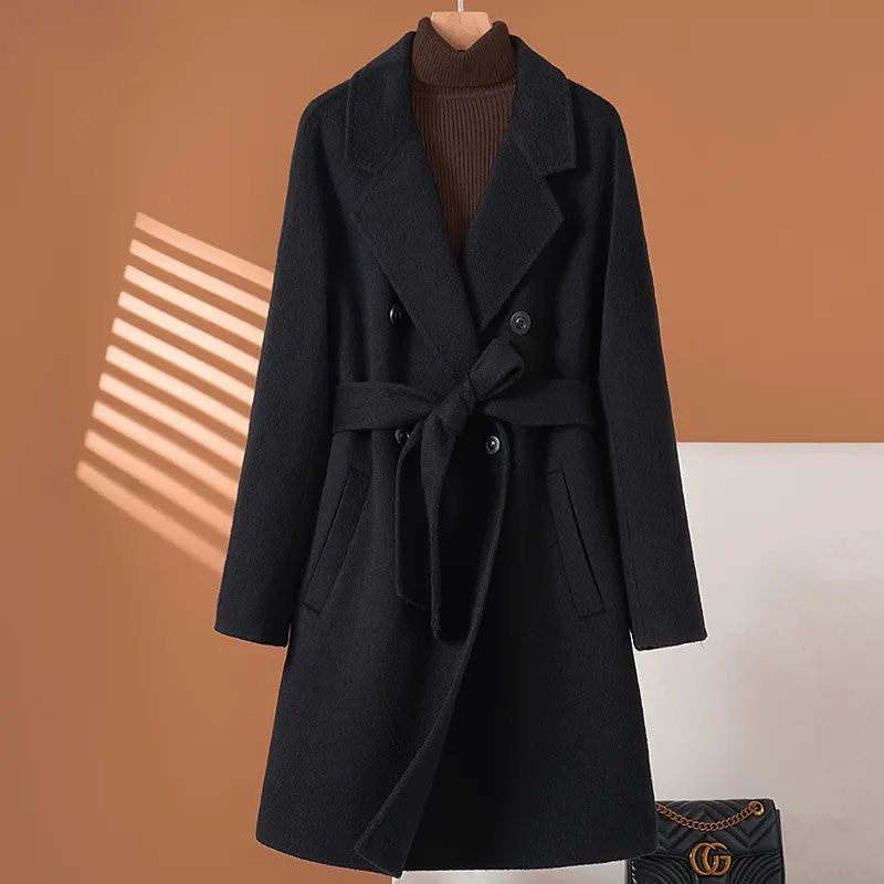 多禧女装中长款经典双秋冬双面毛呢气质百搭大衣（直播间一物一拍）