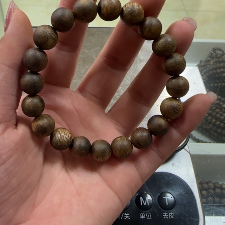 沉香沉香碎屑白棋圆珠单圈1.0