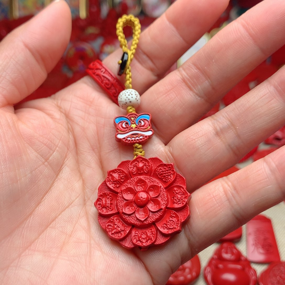 天然辰砂工艺品朱砂钥匙扣