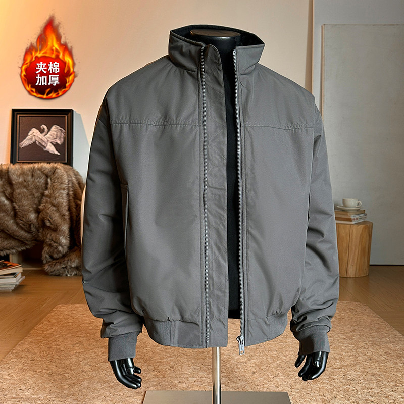立领飞行员夹克休闲棉袄保暖棉服加厚教练短款棉衣大码男