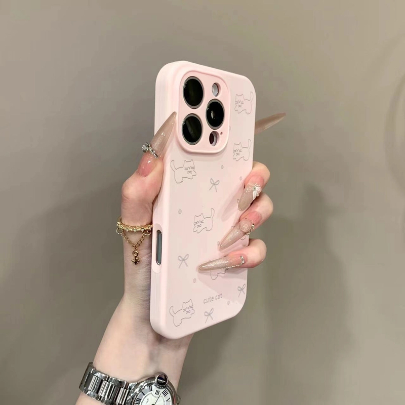 可爱蝴蝶结猫咪液态硅胶iPhone16promax女15/13pro可爱12plus防摔