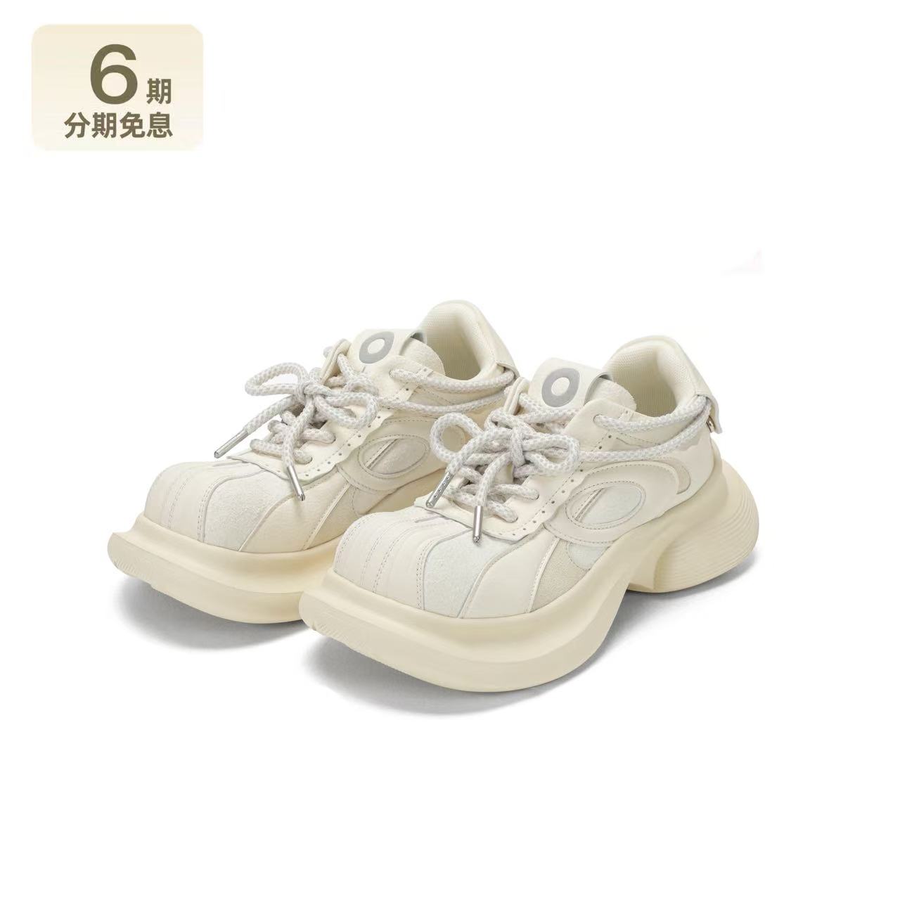 【现货特惠】Ouder早春新款老爹鞋女厚底增高方糖鞋大头休闲鞋白色