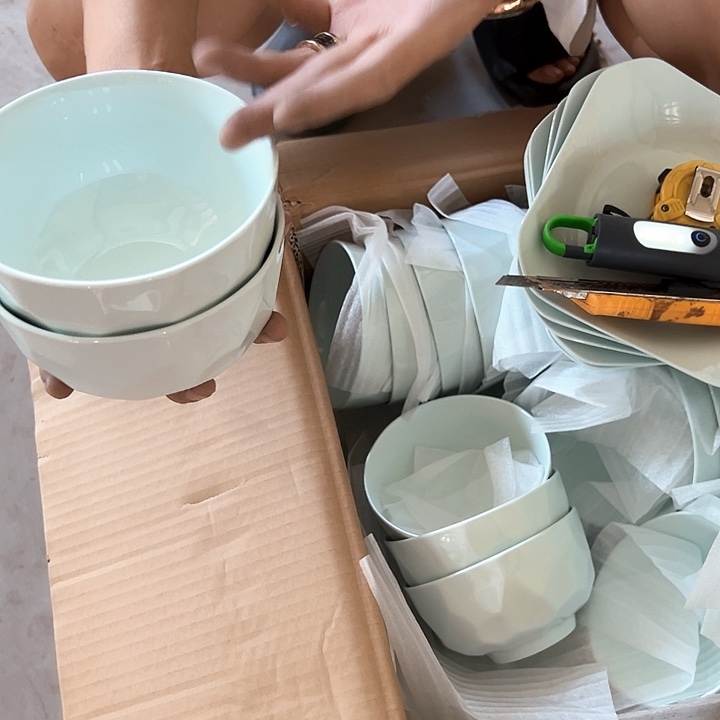 正品青玉5英寸饭碗10只