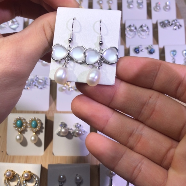 淡水珍珠耳饰银S925镶嵌