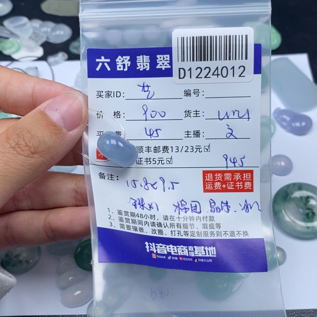 A***艺翡翠未镶嵌吊坠(不含链)D1124012