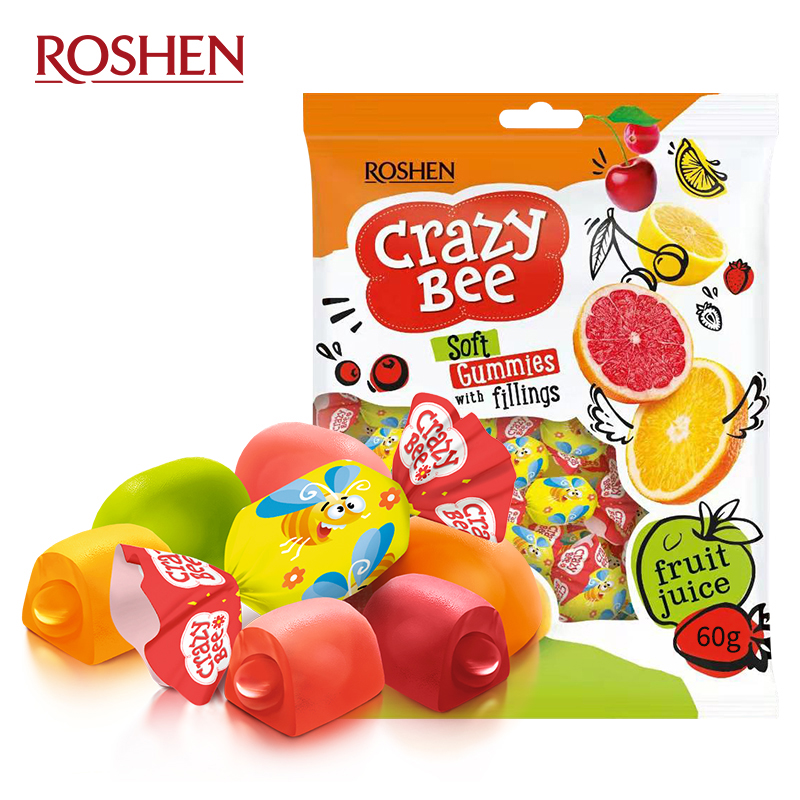 如胜年货春节疯狂小蜜蜂夹心软糖乌克兰爆浆过年喜糖进口混合糖果