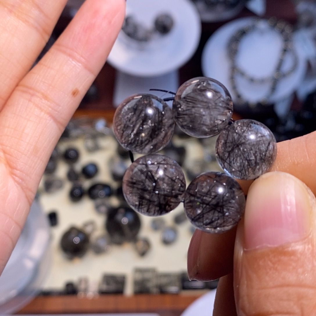 水晶手链未镶嵌黑发晶单珠11.6mm