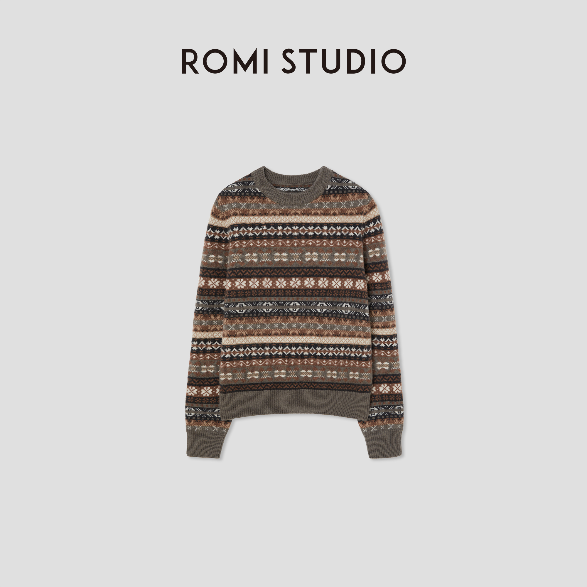 ROMI STUDIO“冬日松弛”100绵羊毛费尔岛复古花纹毛衫 RW24WSG0361
