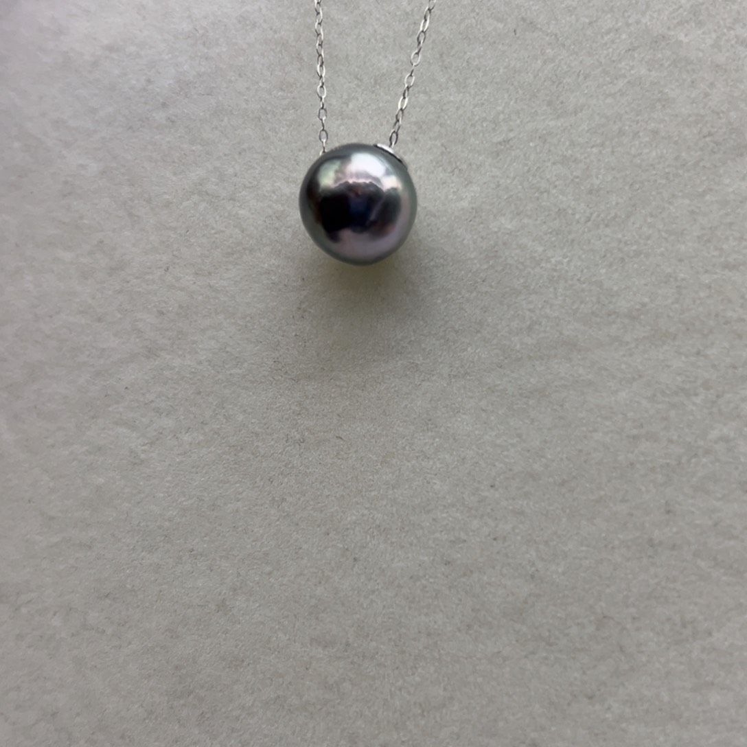 银S925镶嵌套链海水珍珠12.7mm海水大溪地米奇路路通