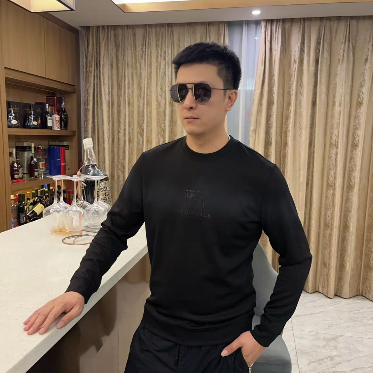 2025秋冬男士新款潮流卫衣印花轻奢欧货时尚休闲圆领6685