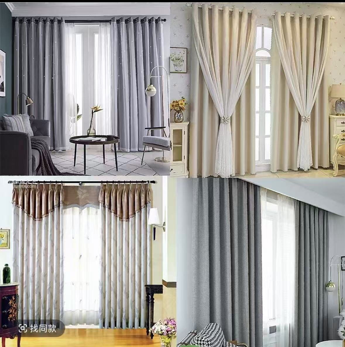 地板价成品全遮光遮光隔音飘窗帘新款窗帘布卧室窗帘遮光家用纱帘