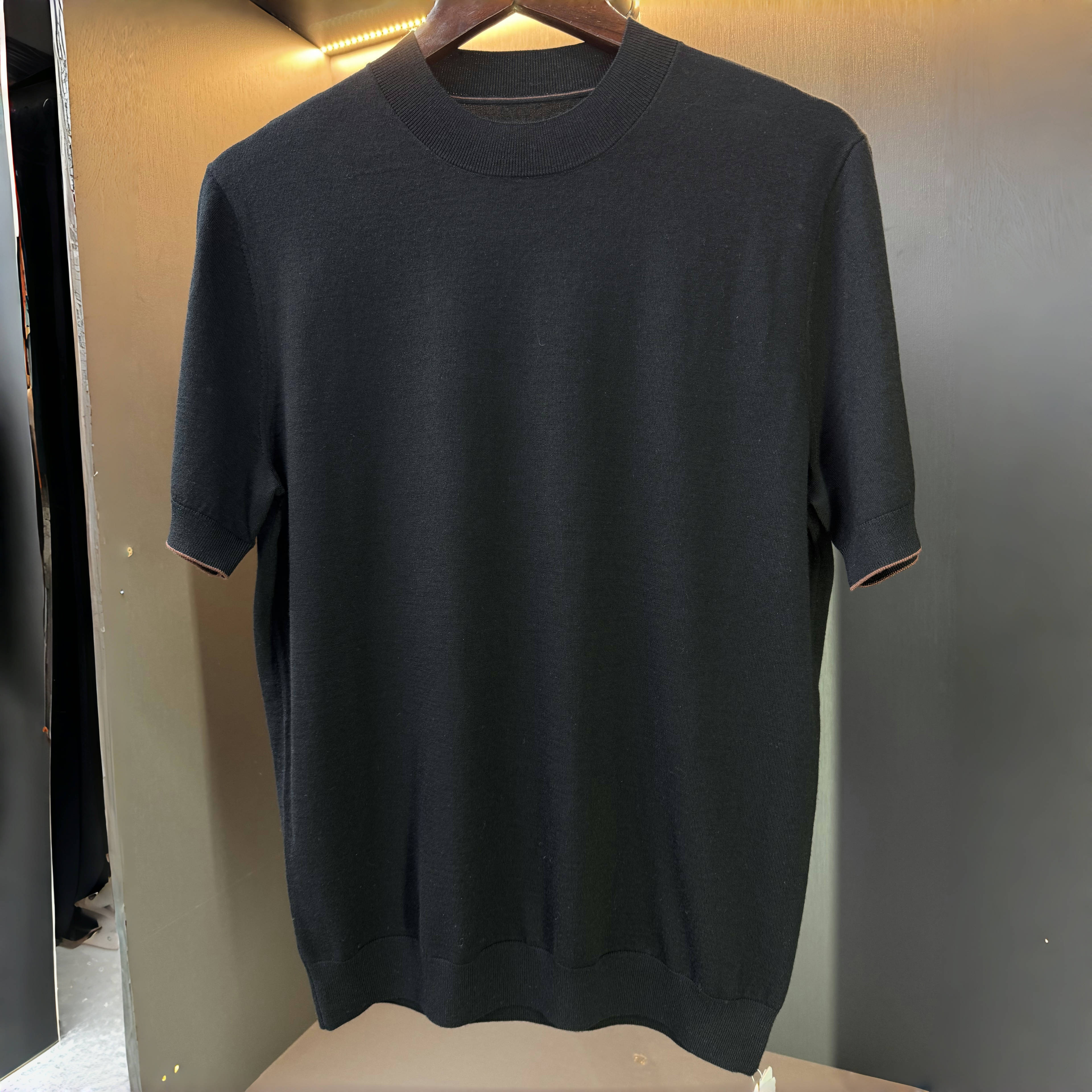 超细美利奴100%羊毛精纺短袖T恤