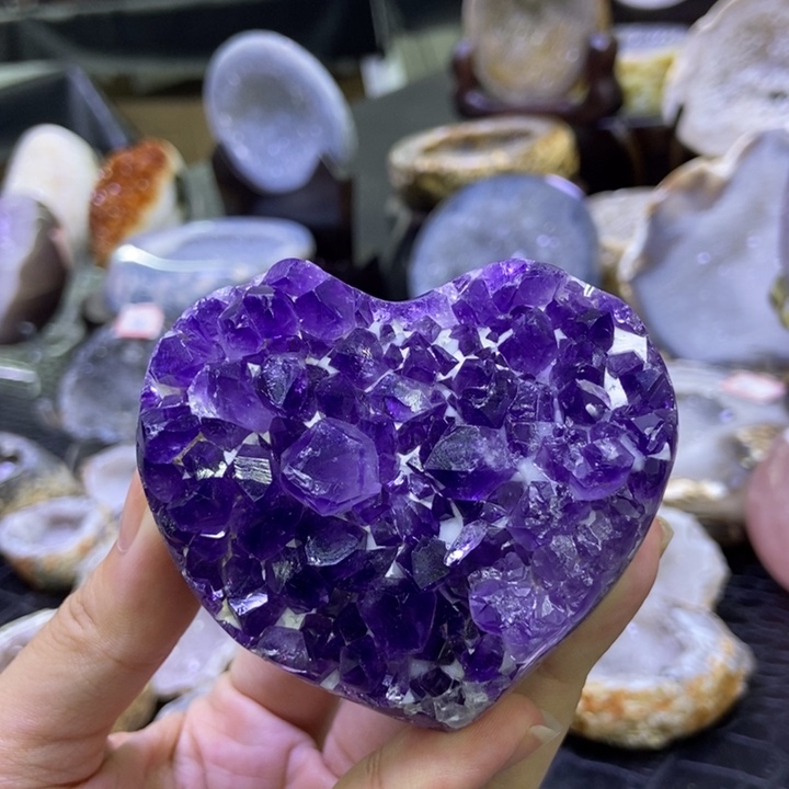 未镶嵌珠宝半成品水晶紫晶爱心