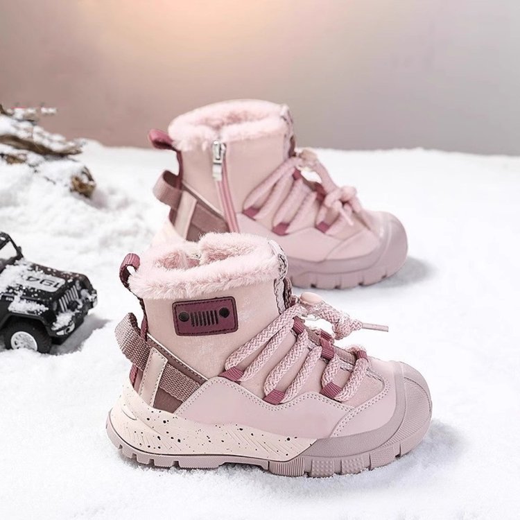 儿童雪地靴女童防水雪地鞋冬季耐脏加绒2025秋冬新款棉鞋