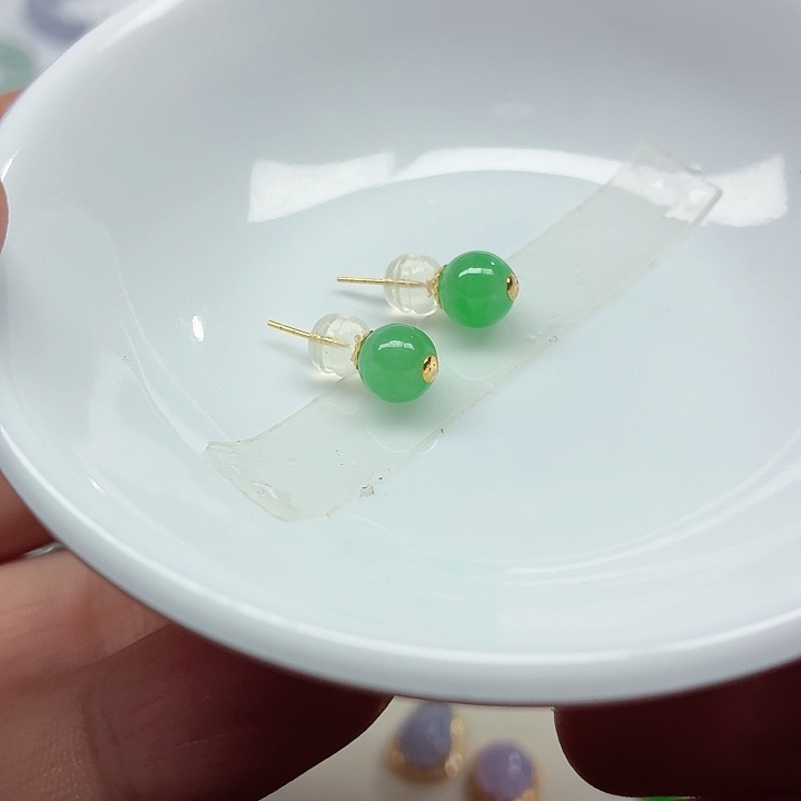 翡翠18K金镶嵌手链天然缅甸翡翠A货卡7