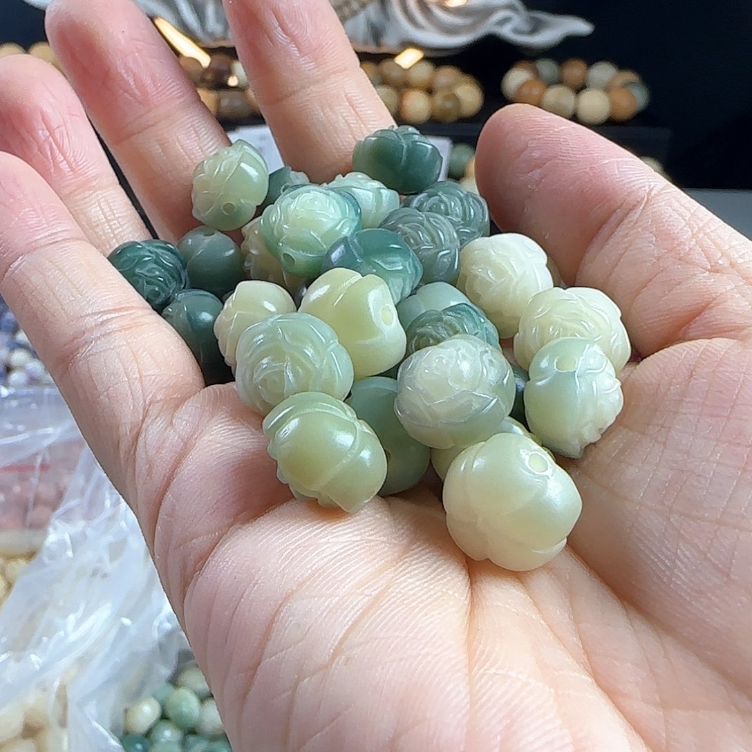 菩提根/象牙果手串卡12绿色山茶花20卡牌➕2颗