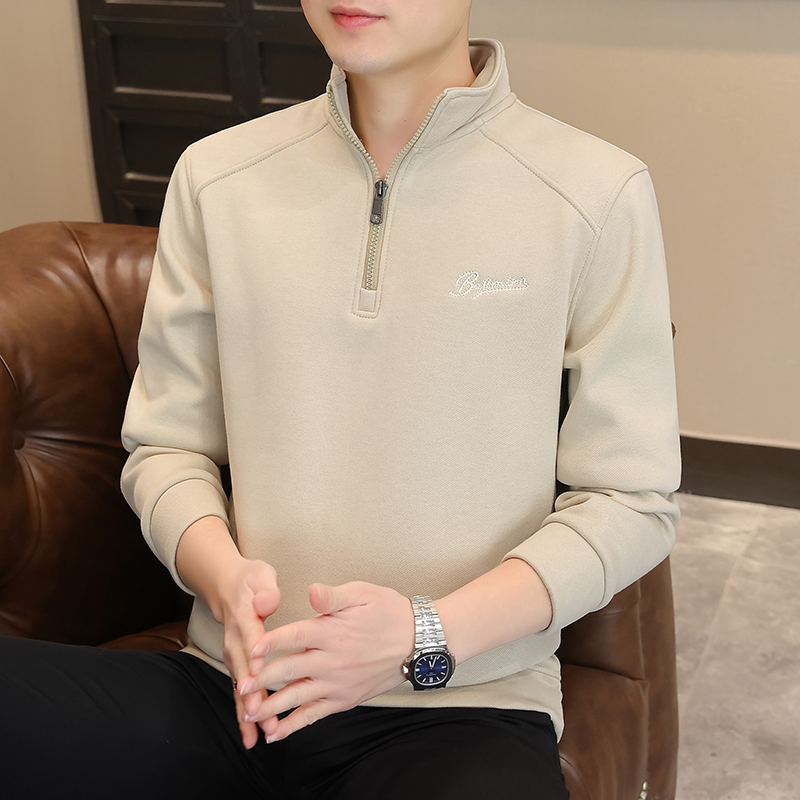 男士半拉链立领长袖套头卫衣休闲刺绣男装运动时尚百搭春秋季上衣