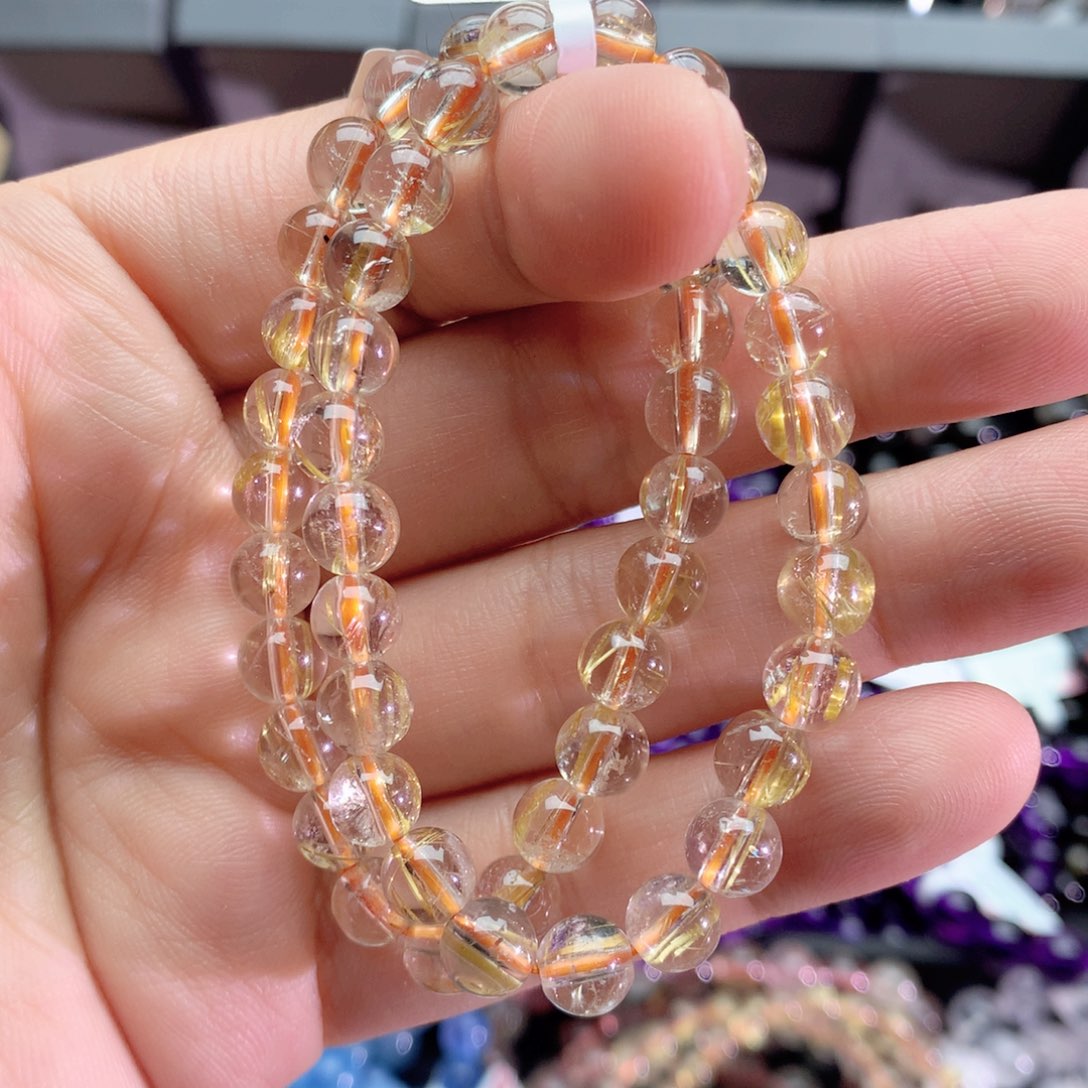 水晶手串未镶嵌钛晶手链7+