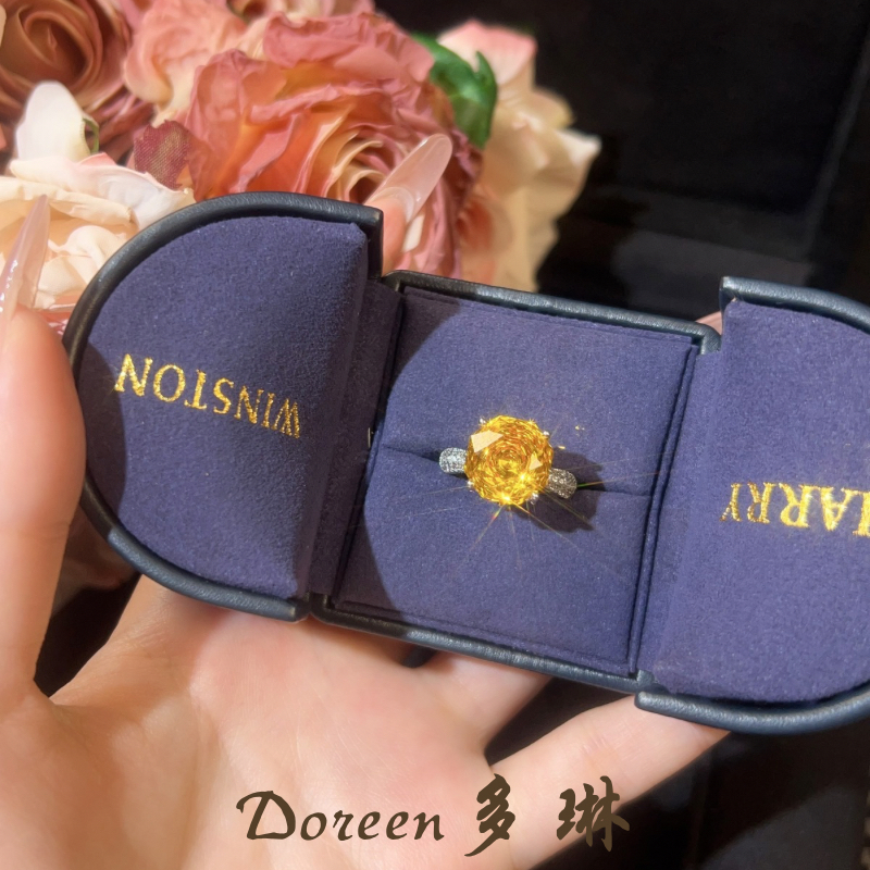 铜合金戒指 黄色玫瑰切大方戒指NW8805
