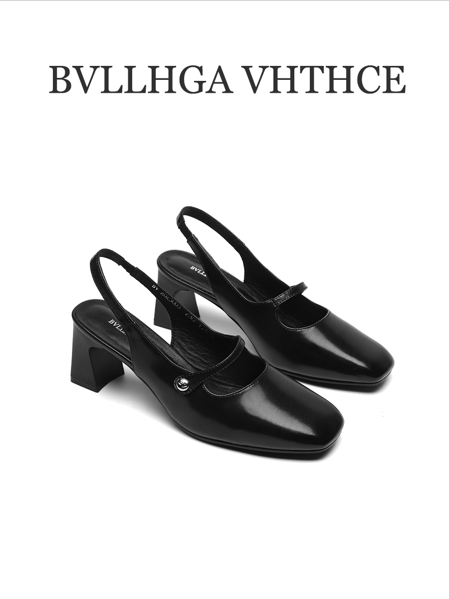 BVLLHGA VHTHCE法式玛丽珍方跟时尚胎牛百搭6.5cm高跟鞋女鞋003