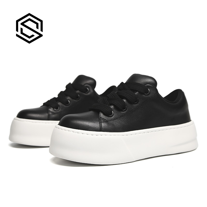 25202 时尚百搭头层牛皮小白鞋男士低帮轻奢白色运动休闲板鞋