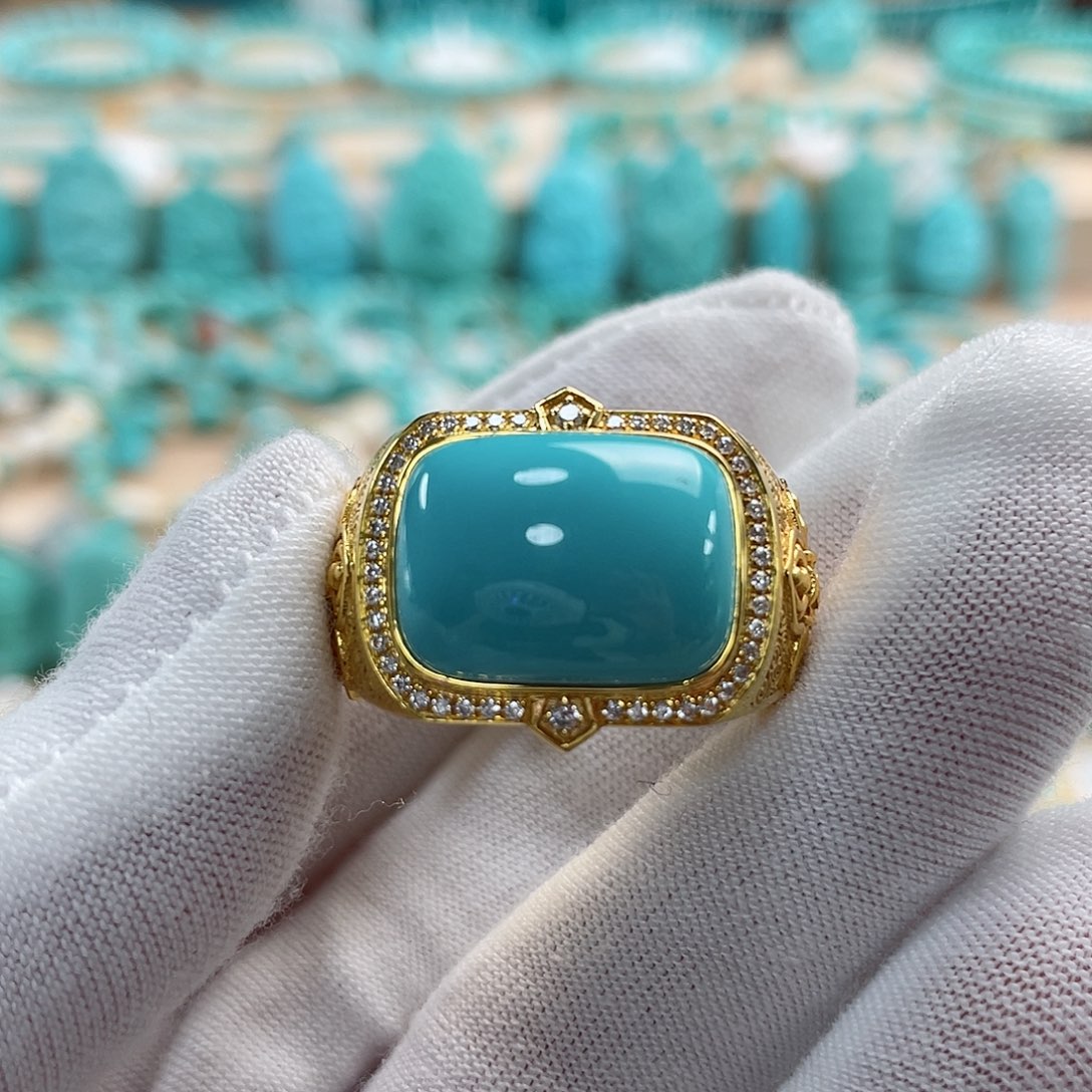 绿松石珠宝奇石18K金镶嵌