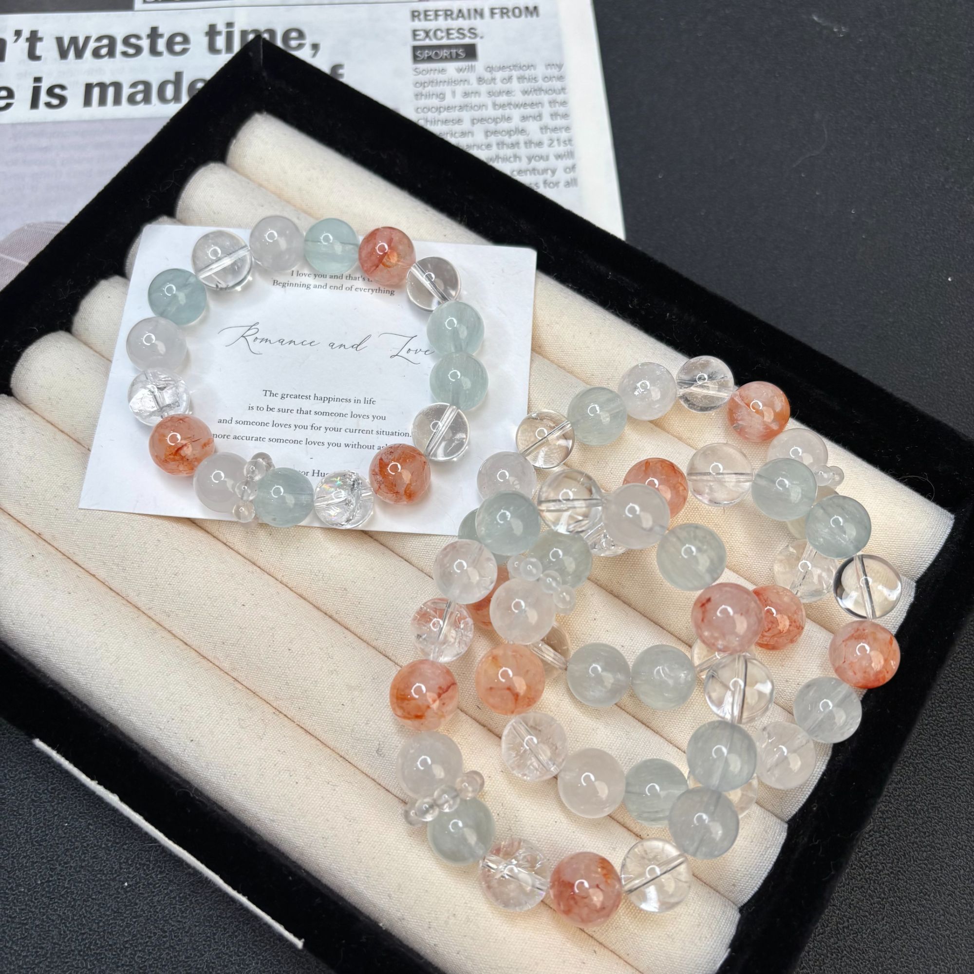 [金鱼姬]天然白水晶+萤石跑环轻奢手链多样性发一 T1381