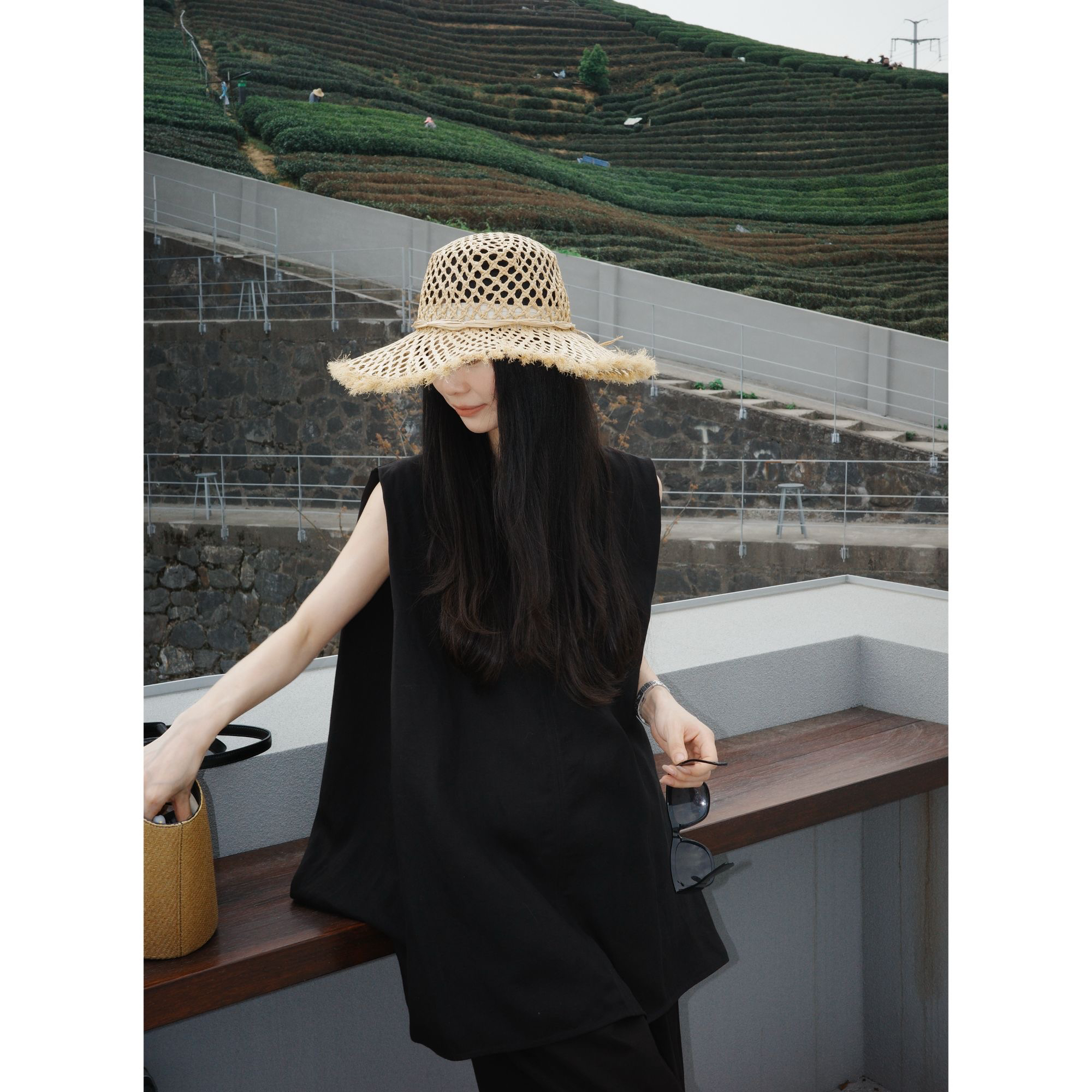 【LiuSanSan】假日感天然光泽亚麻廓形马甲上衣YM