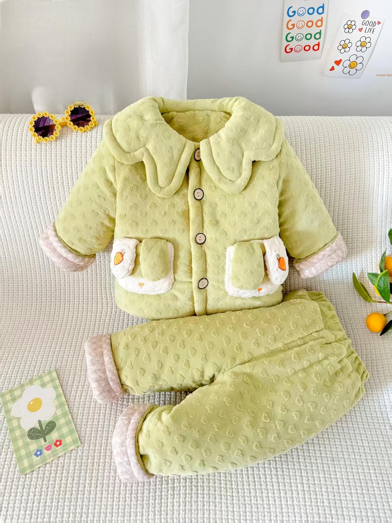 保暖卡通风公主风冬季家居服套装小童家居服女童